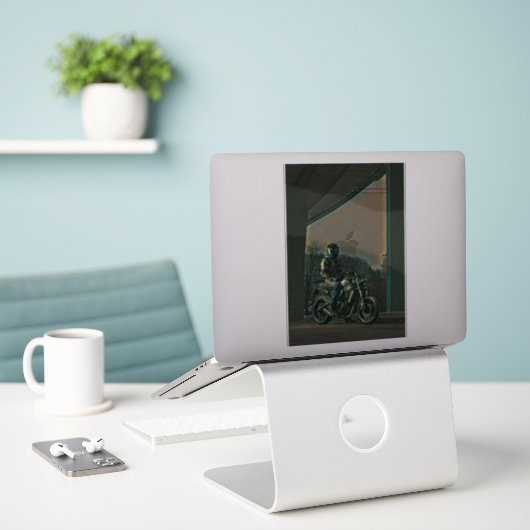 Motorfietsgeschenken Sticker (Laptop op bureau)