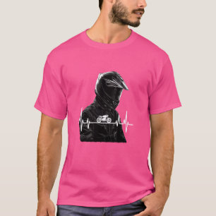 Motorfietshartslag Biker ECG Line Frequency Moto T-shirt