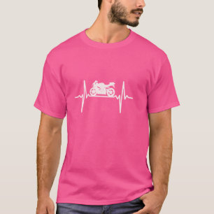 Motorfietshartslag Biker ECG Line Frequency Moto T-shirt