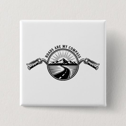 Motorfietshorizon Avontuur Vierkante Button 5,1 Cm (Voorkant)