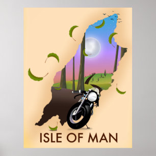 Motorfietskaart reisposter Isle of Man Poster