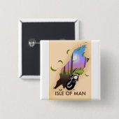 Motorfietskaart reisposter Isle of Man Vierkante Button 5,1 Cm (Voorkant /achterkant)