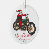 Motorfietskerstman Keramisch Ornament (Rechts)