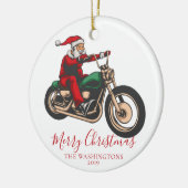 Motorfietskerstman Keramisch Ornament (Links)