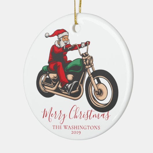 Motorfietskerstman Keramisch Ornament (Links)