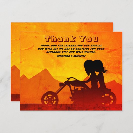 Motorfietskoestenberg - Sunset Weddenschap Bedankkaart (Voorkant / Achterkant)