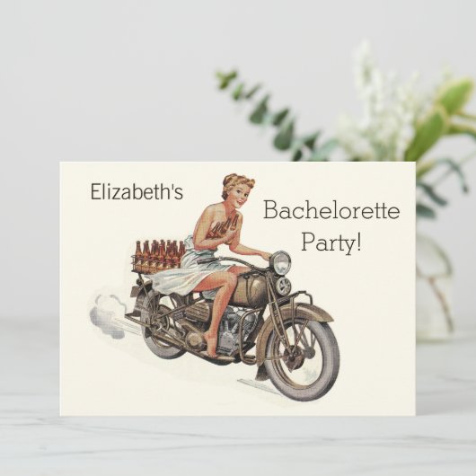  motorfietsmeisjes en beer Bachelorette Kaart (Staand voorkant)