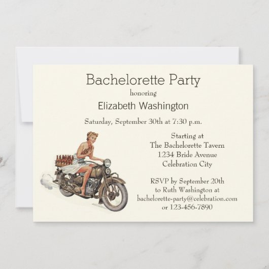  motorfietsmeisjes en beer Bachelorette Kaart (Achterkant)