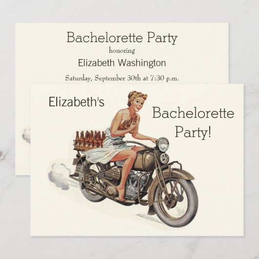  motorfietsmeisjes en beer Bachelorette Kaart (Voorkant / Achterkant)