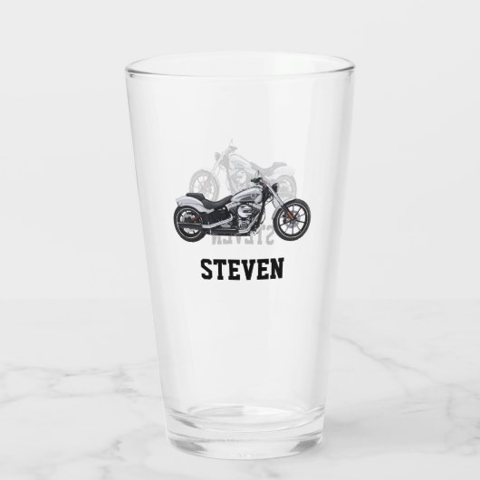 Motorfietsnaam Mannen Beer Glas (Achterkant)