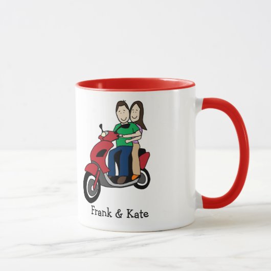 Motorfietspaar-gepersonaliseerde cartoon mok (Rechts)