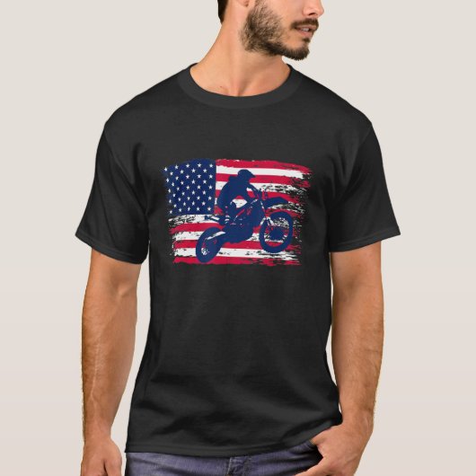 Motorfietspad biker America Flag Patriotic 2 T-shirt (Voorkant)