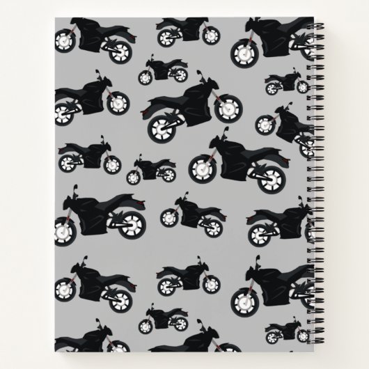 Motorfietspatroon Aangepaste naam Notitieboek (Achterkant)