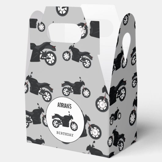 Motorfietspatroon Gepersonaliseerd naam geboorteda Bedankdoosjes (Geopend)