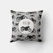 Motorfietspatroon Gepersonaliseerd naam Kussen (Achterkant)