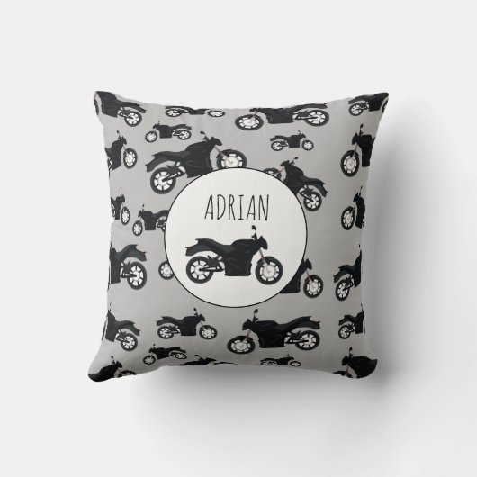 Motorfietspatroon Gepersonaliseerd naam Kussen (Achterkant)