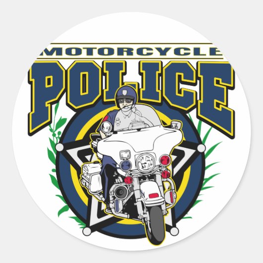 Motorfietspolitie Ronde Sticker (Voorkant)