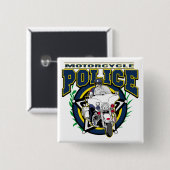 Motorfietspolitie Vierkante Button 5,1 Cm (Voorkant /achterkant)