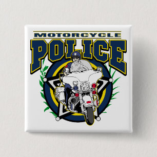 Motorfietspolitie Vierkante Button 5,1 Cm