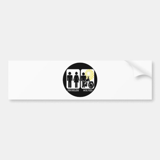 Motorfietsprobleem opgelost bumpersticker (Voorkant)
