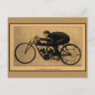 Motorfietsracegeschiedenis GH Curtistieken op zijn Briefkaart