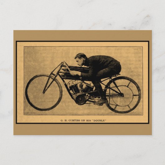 Motorfietsracegeschiedenis GH Curtistieken op zijn Briefkaart (Voorkant)