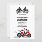 Motorfietsracer uitnodiging (Voorkant)