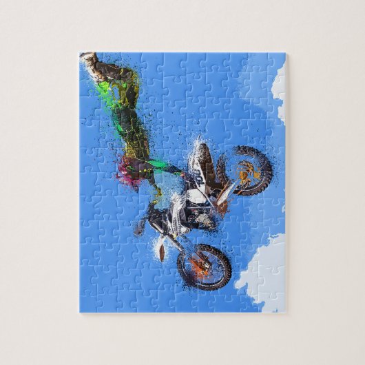 Motorfietsriddermotoverspringen Legpuzzel (Verticaal)