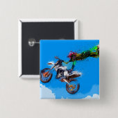 Motorfietsriddermotoverspringen Vierkante Button 5,1 Cm (Voorkant /achterkant)