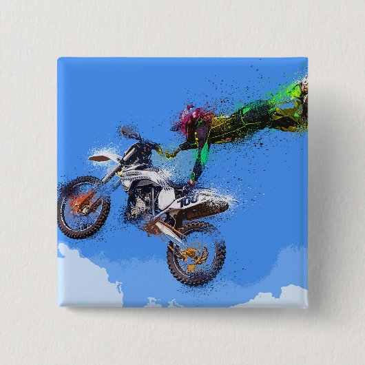 Motorfietsriddermotoverspringen Vierkante Button 5,1 Cm (Voorkant)
