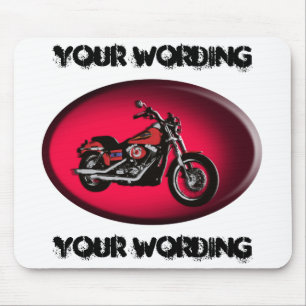 Motorfietsrode motormousepad (voeg de tekst toe) muismat