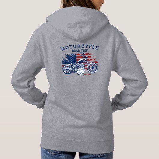 Motorfietsroute 66 VS-vlag aanpassen Hoodie (Achterkant)