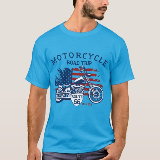 Motorfietsroute 66 VS-vlag aanpassen T-shirt (Voorkant)