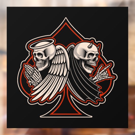 Motorfietsshop Angel in Devil Ace of Spades Raamsticker (Vel 2)