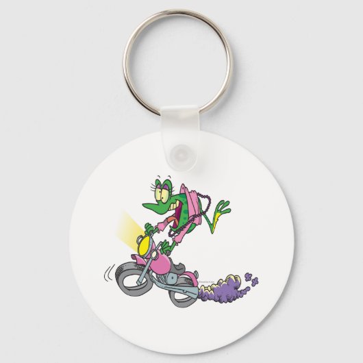 motorfietstermeisjes kikker kikker dier cartoon sleutelhanger (Voorkant)