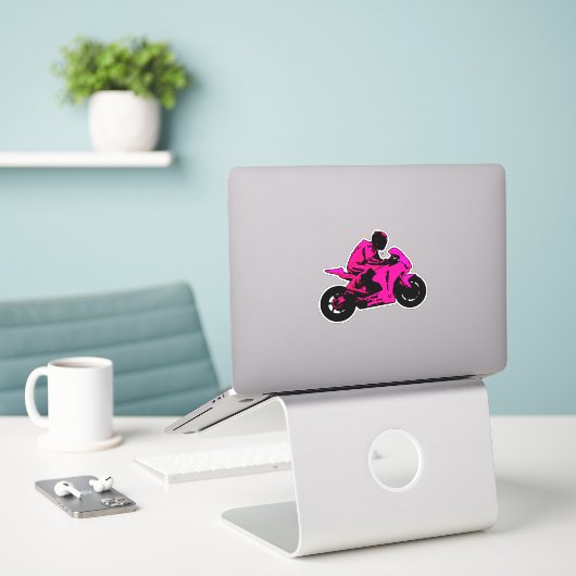 Motorfietsticker Sticker (Laptop op bureau)