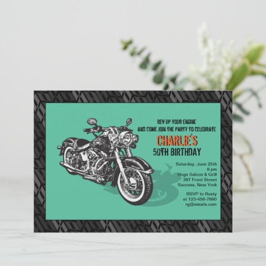 Motorfietsuitnodiging Kaart (Staand voorkant)