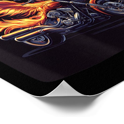 Motorfietsvleugels in vlammen voor brandende fiets poster (Hoek)