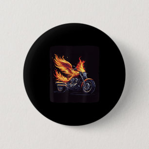 Motorfietsvleugels in vlammen voor brandende fiets ronde button 5,7 cm
