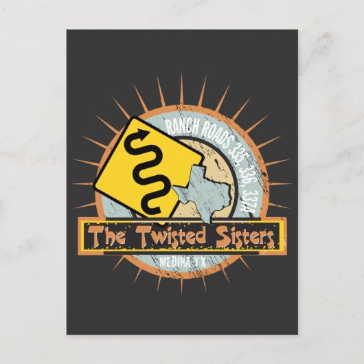 Motorfietsweg: Twisted Sisters in Texas Briefkaart (Voorkant)