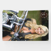 Motorfietswinkel Logo Bikini Babe Vertica aanpasse Spandoek (Horizontaal)