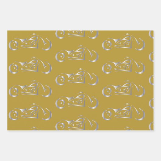 Motorfietzilver silhouet met kleurachtergrond inpakpapier vel (Voorkant 3)