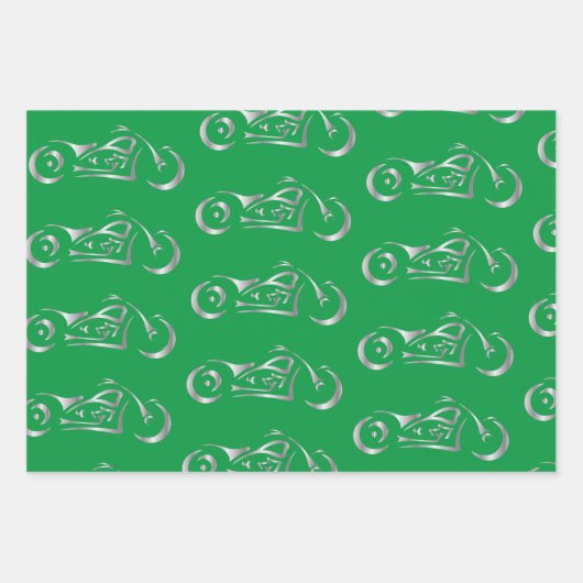 Motorfietzilver silhouet met kleurachtergrond inpakpapier vel (Voorkant)