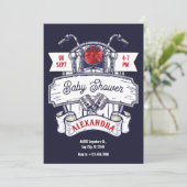 Motorgarage iconisch baby shower kaart (Staand voorkant)