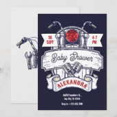 Motorgarage iconisch baby shower kaart (Voorkant / Achterkant)