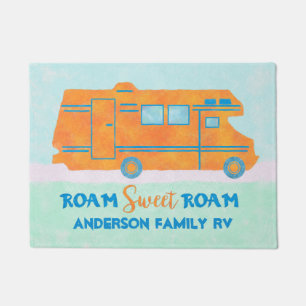 Motorhome Oranje RV Summer Camper Familienaam Deurmat