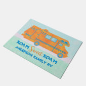 Motorhome Oranje RV Summer Camper | Familienaam Deurmat (Schuin)