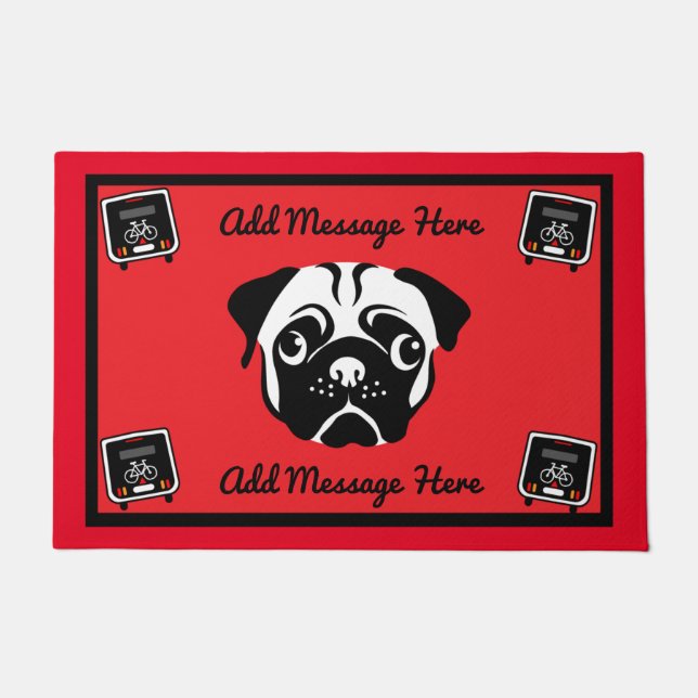 Motorhome Pug Camping Doormat Deurmat (Voorkant)