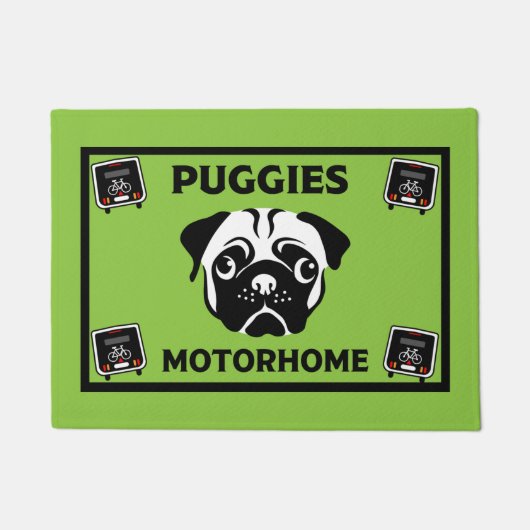 Motorhome Pug Camping Doormat Deurmat (Voorkant)