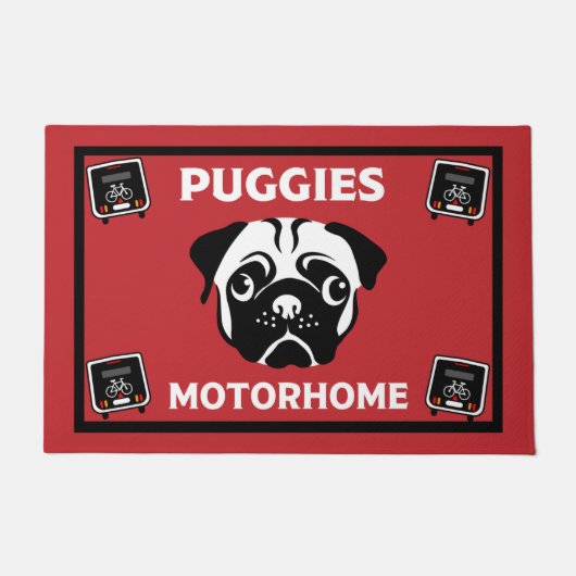 Motorhome Pug Camping Doormat Deurmat (Voorkant)